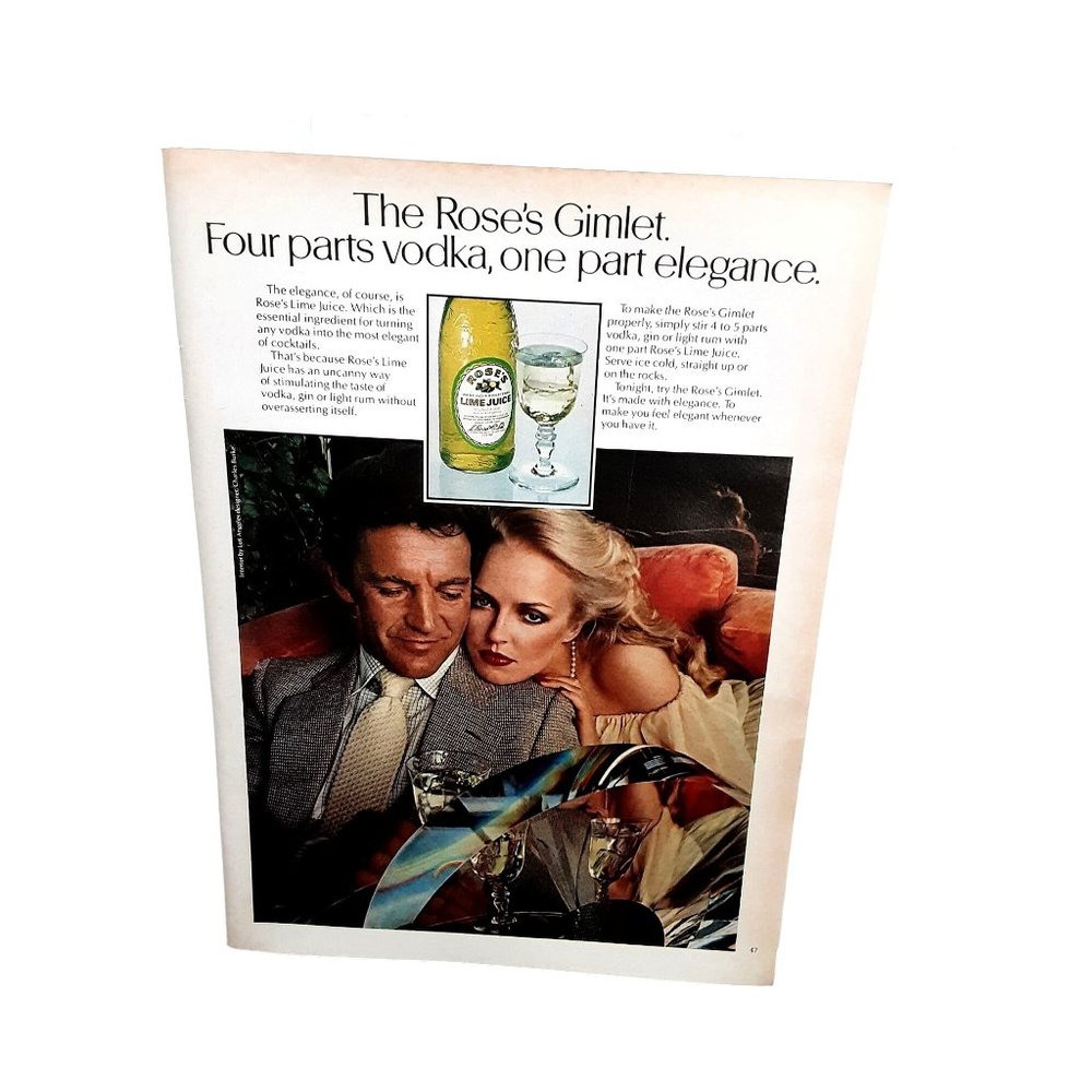 1978 Roses Gimlet Four Parts Vodka Man Woman Vintage Print Ad 70s Original